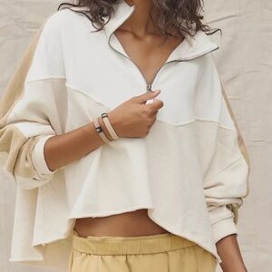 Free People Split Second Half Zip Pullover